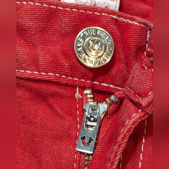 True Religion Red Skinny Jeans Womans Sz 29 Stretch Low Rise - Picture 12 of 14